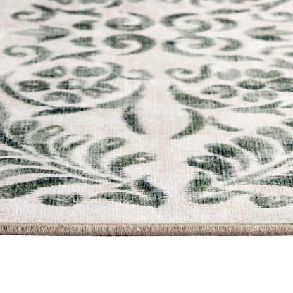 Hug Rug Eco-Washable Vintage Scroll Green Rug