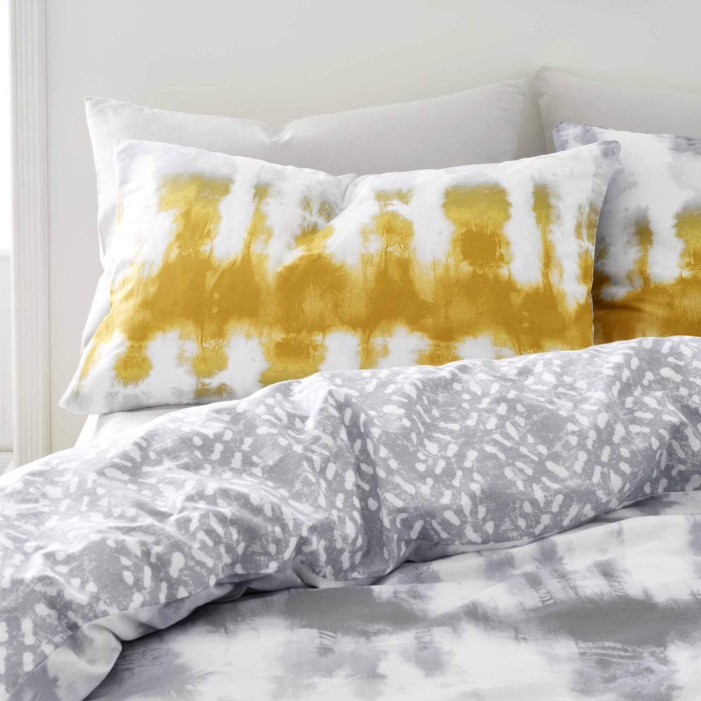 Hermosa Tie Dye Ochre Grey Duvet Set