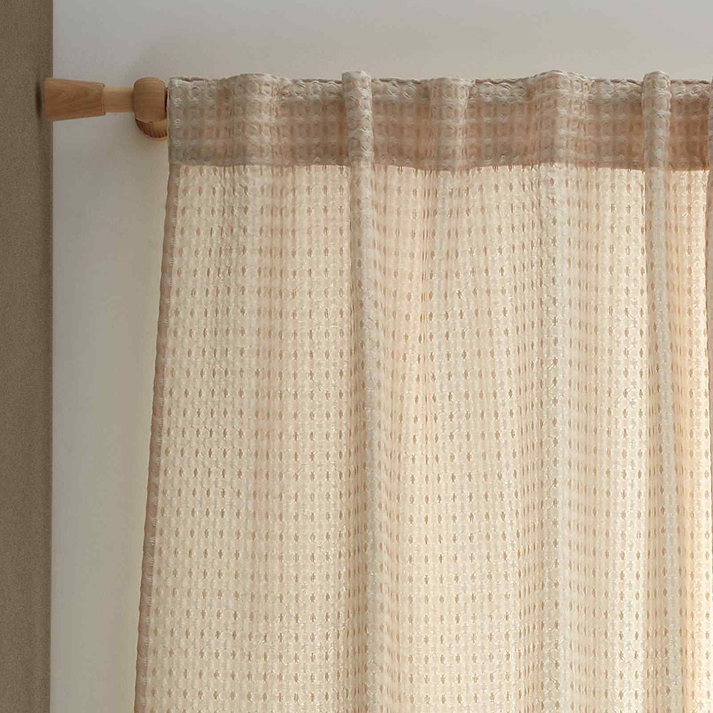 Muscat Waffle Natural Curtain Panel - Voile