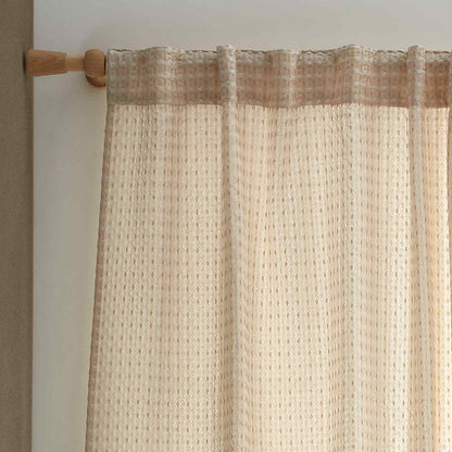 Muscat Waffle Natural Curtain Panel - Voile