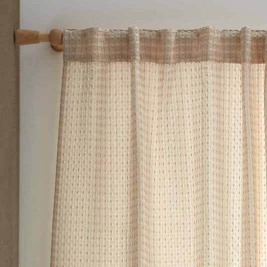 Muscat Waffle Natural Curtain Panel - Voile