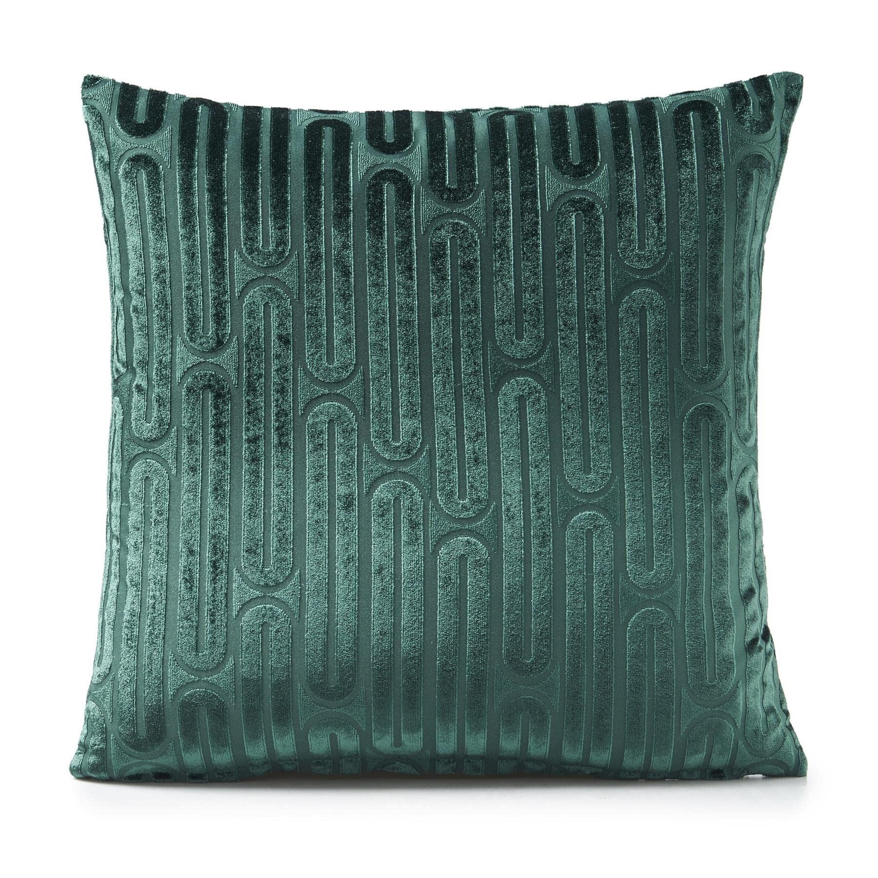 Oboe Geometric Chenille Green Cushion Cover