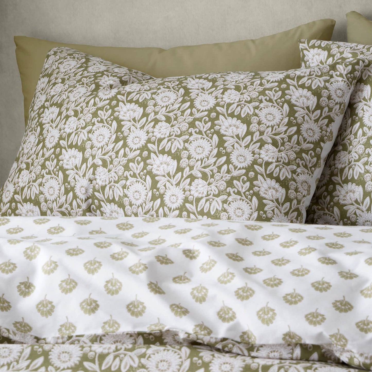 Tangier Floral Olive Green Duvet Cover Set