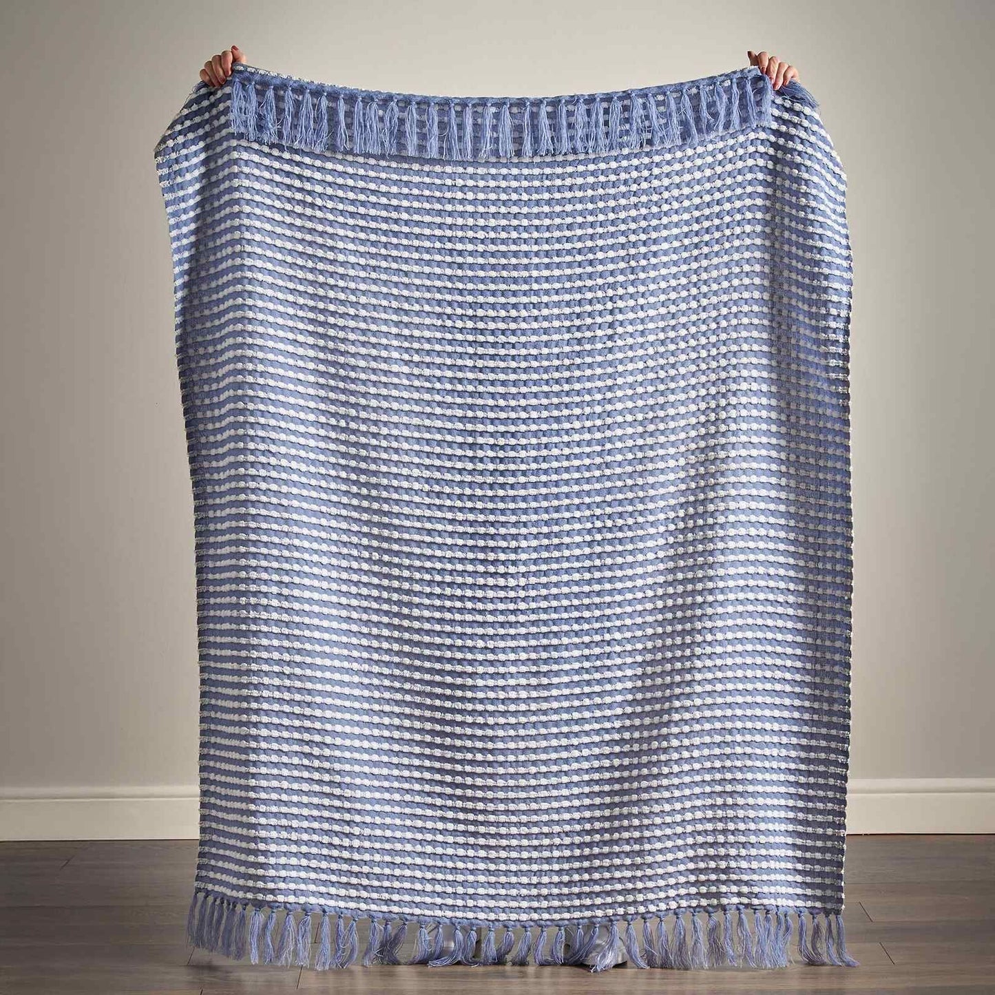 Stab Stitch Blue Blanket Throw