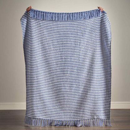 Stab Stitch Blue Blanket Throw