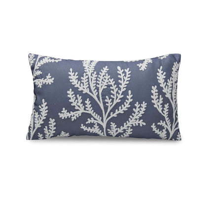 Coral Leaf Blue Cushion