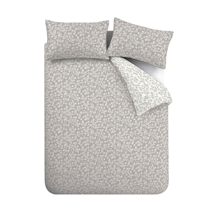 Brushed Grace Floral Leaf Grey Duvet Cover Set