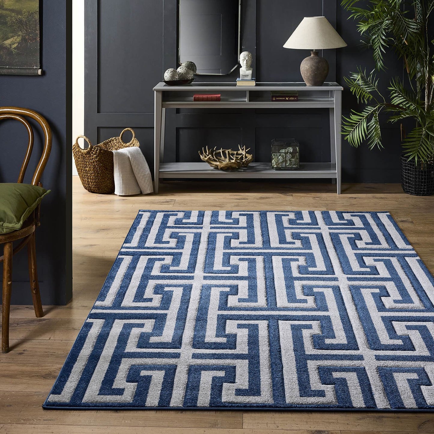 Origins Greek Key Navy/Grey Rug