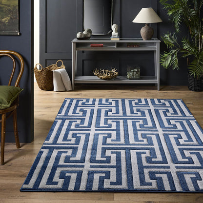 Origins Greek Key Navy/Grey Rug