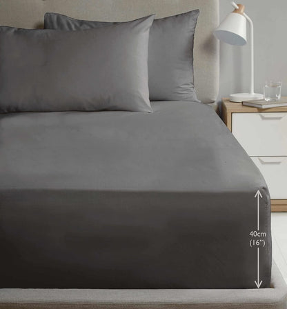 SND Percale 16" Charcoal Fitted Sheet