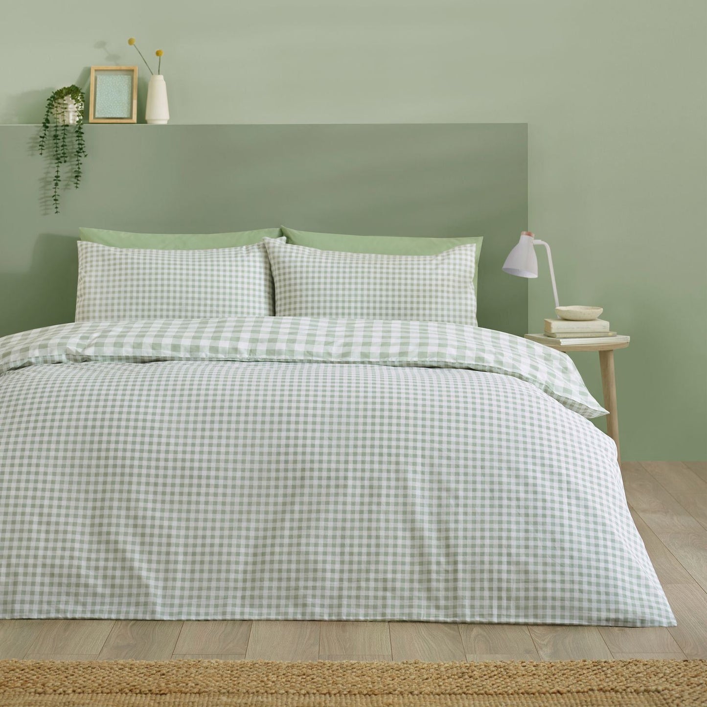Catherine Lansfield Bamford Gingham Check Green Duvet Cover Set
