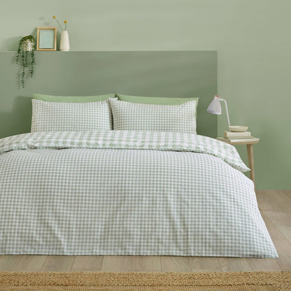 Catherine Lansfield Bamford Gingham Check Green Duvet Cover Set