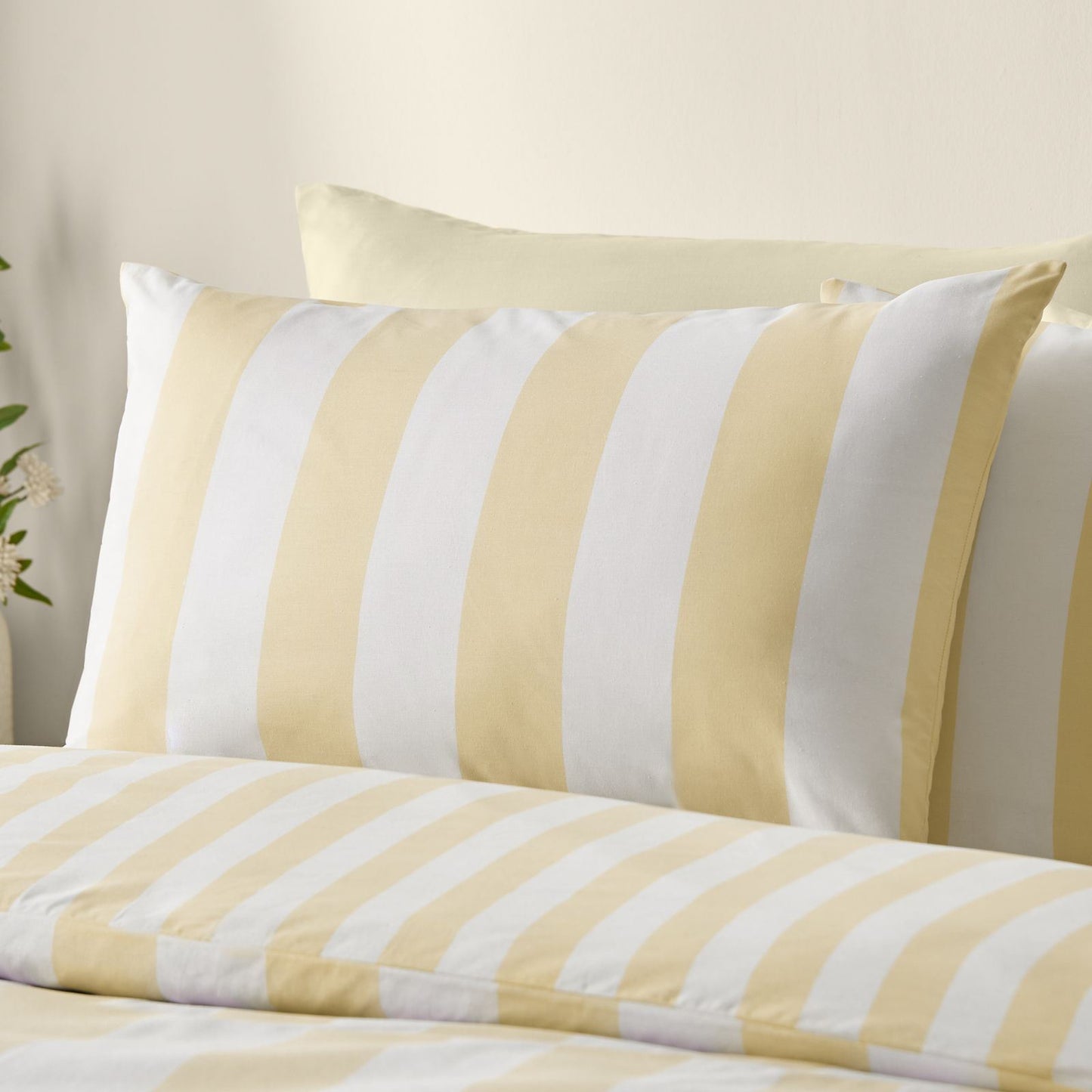 Catherine Lansfield Cove Stripe Yellow Duvet Cover Set