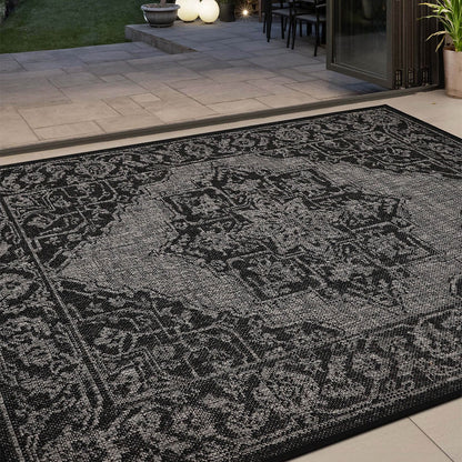 Flatweave Gel Medallion Black Rug