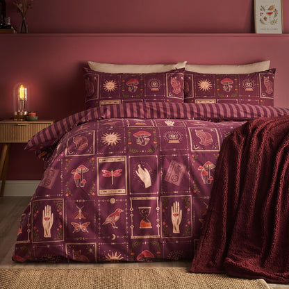 Catherine Lansfield Enchanted Witchcraft Reversible Bedding Duvet Cover Set Plum