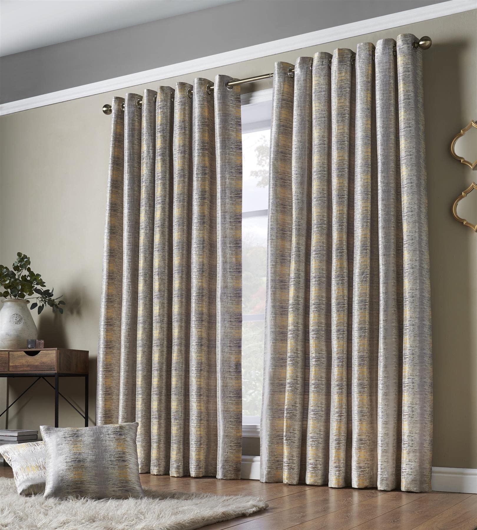 Reflections Ochre Eyelet Curtains