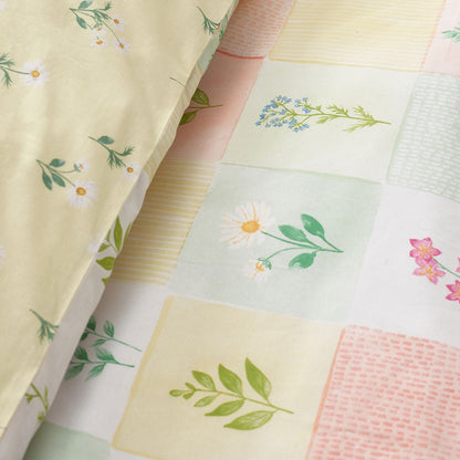 Catherine Lansfield Daisy Patchwork Yellow Duvet Cover Set