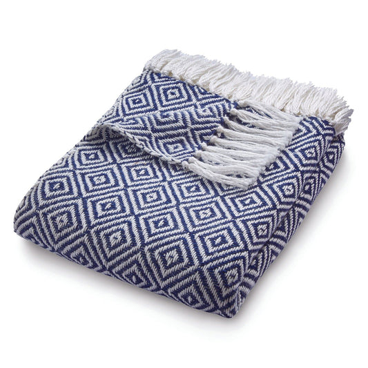 Hug Rug Woven Diamond Throw Navy 130X180 Rug