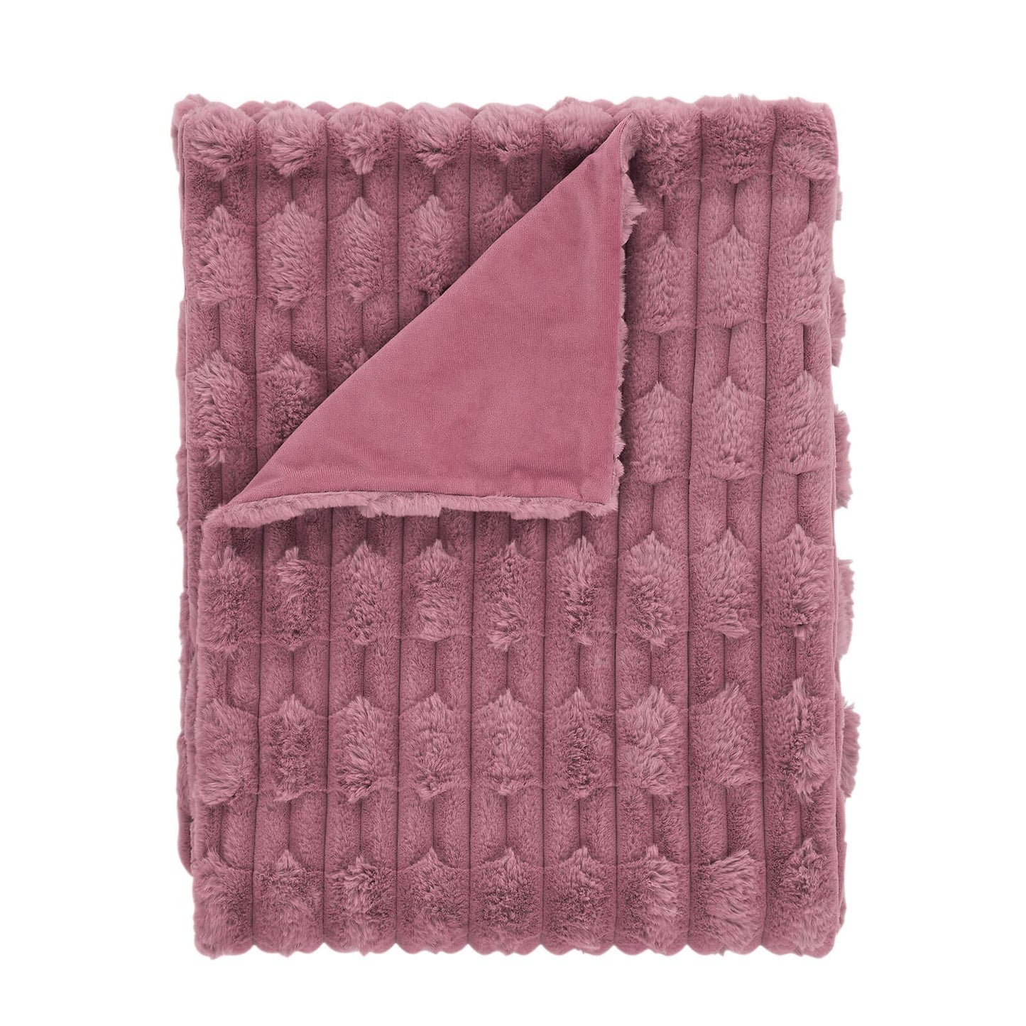 So Soft Carved Faux Fur Blanket Throw Pink