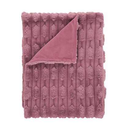 So Soft Carved Faux Fur Blanket Throw Pink