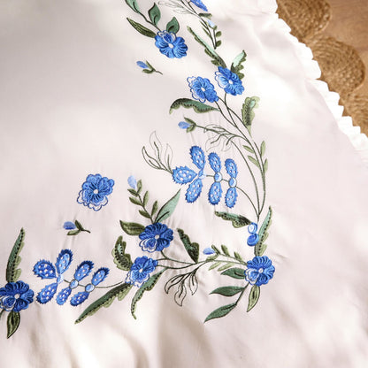 Cath Kidston Forget Me Knot Floral Cotton Bedding Duvet Cover Set White / Blue