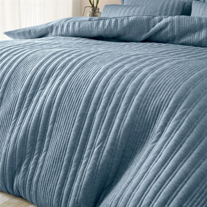 Tamba Jersey Stripe Chambray Duvet Cover Set