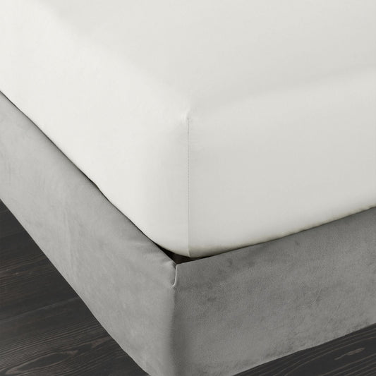 400 Thread Count Cotton Sateen Ivory Fitted Sheet