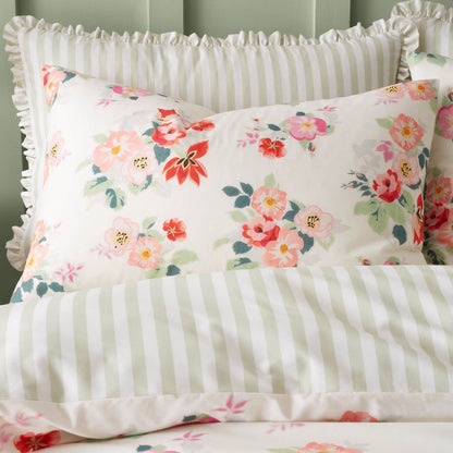 Cath Kidston Floral Bunches Printed Cotton Reversible Bedding Duvet Cover Set Green