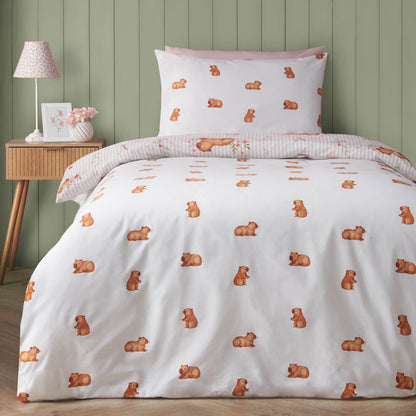 Catherine Lansfield Happy Capybara Reversible Bedding Duvet Cover Set Natural