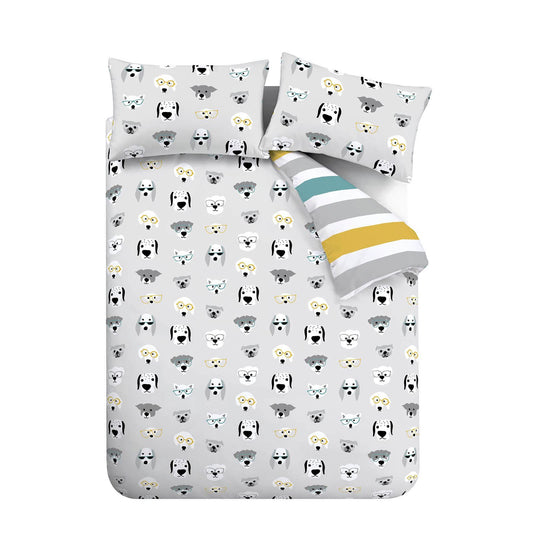 Cool Dogs Grey Duvet Set