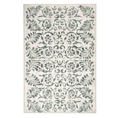 Hug Rug Eco-Washable Vintage Scroll Green Rug