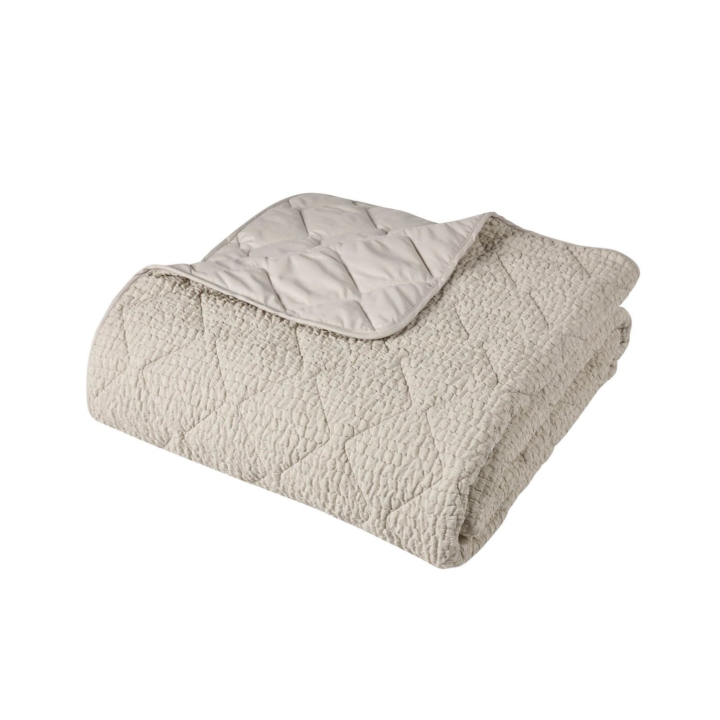 Catherine Lansfield Crinkle Seersucker Texture Bedspread Natural - 220x220cm