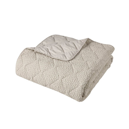 Catherine Lansfield Crinkle Seersucker Texture Bedspread Natural - 220x220cm