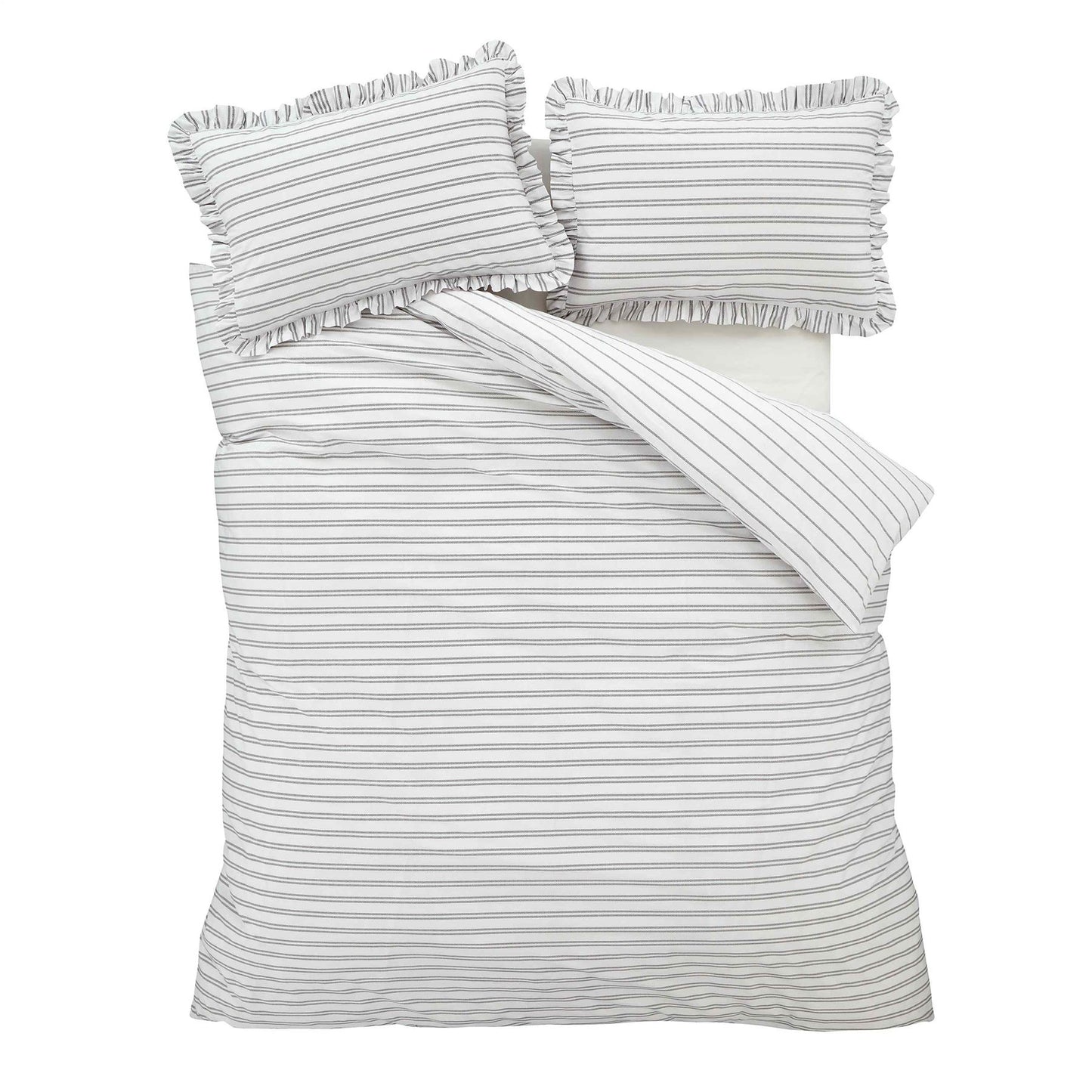 Frill Stripe Black / White Duvet Cover Set