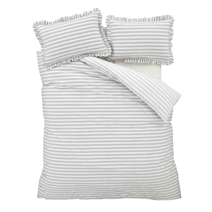 Frill Stripe Black / White Duvet Cover Set