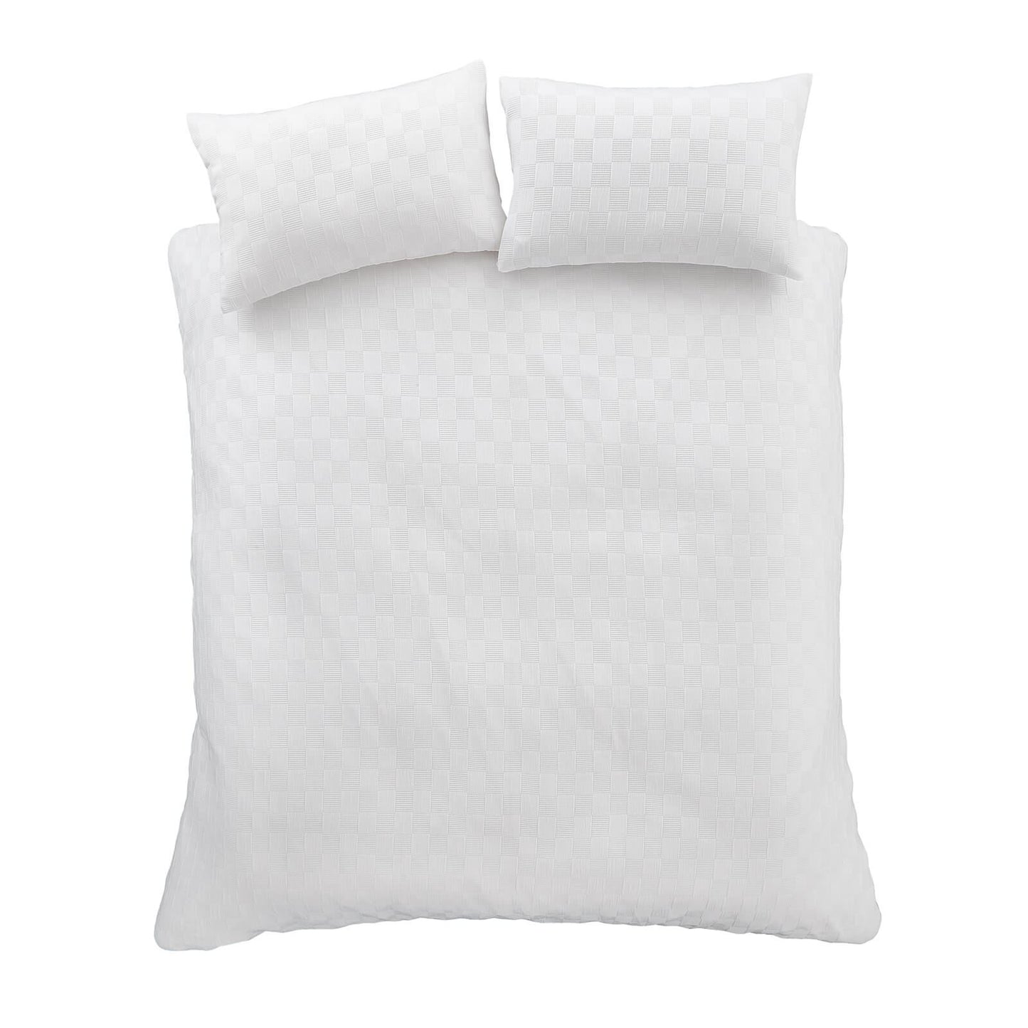 Waffle Checkerboard White Duvet Cover Set