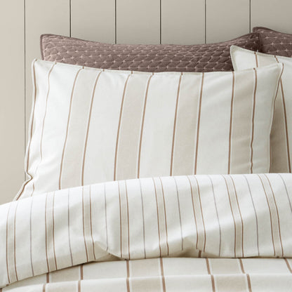 Bianca Fine Linens Regal Checked Reversible Cotton Bedding Duvet Cover Set  Natural