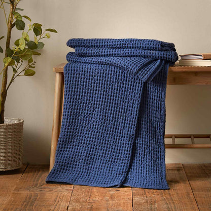 Jaipur Chunky Waffle Navy Blue Blanket Throw