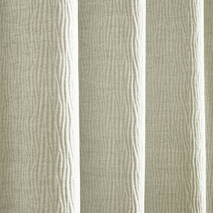 Catherine Lansfield Crinkle Chenille Lined Eyelet Curtains Two Panels Natural