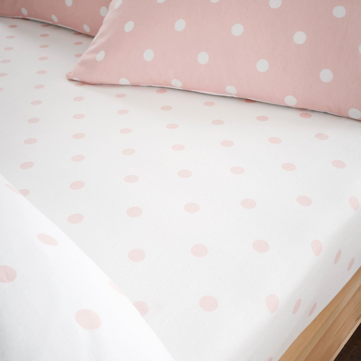 Brushed Polka Dot Pink Fitted Sheet