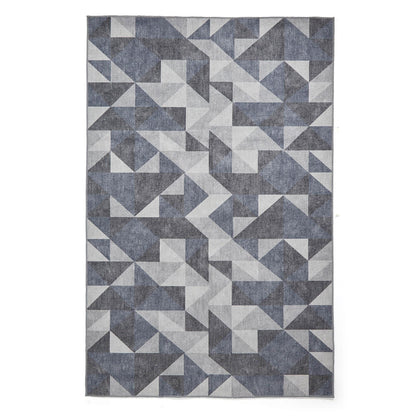 Coral H1057 Blue/Grey Modern Washable Rug