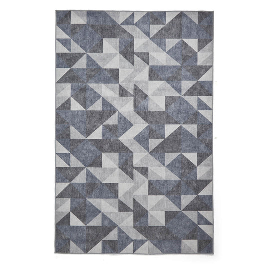 Coral H1057 Blue/Grey Modern Washable Rug