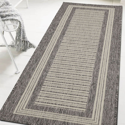 Flatweave Gel Border Steel Grey Rug
