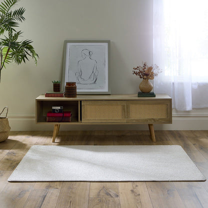 My Mat Sculptured Washable Waffle Texture Ivory Rug
