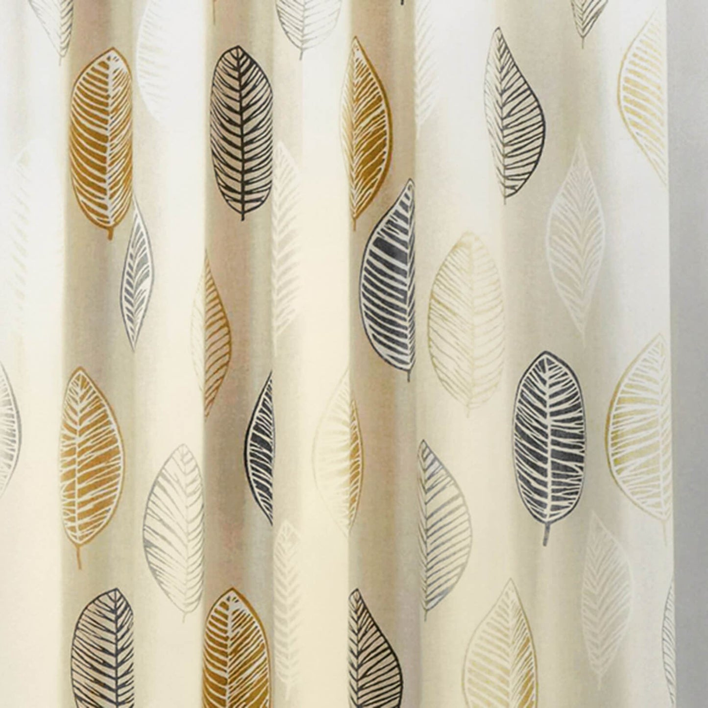 Skandi Leaf Ochre Eyelet Curtains