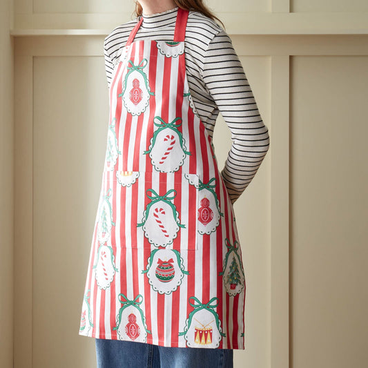 catherine-lansfield-christmas-vintage-stripe-cotton-kitchen-adult-apron-red