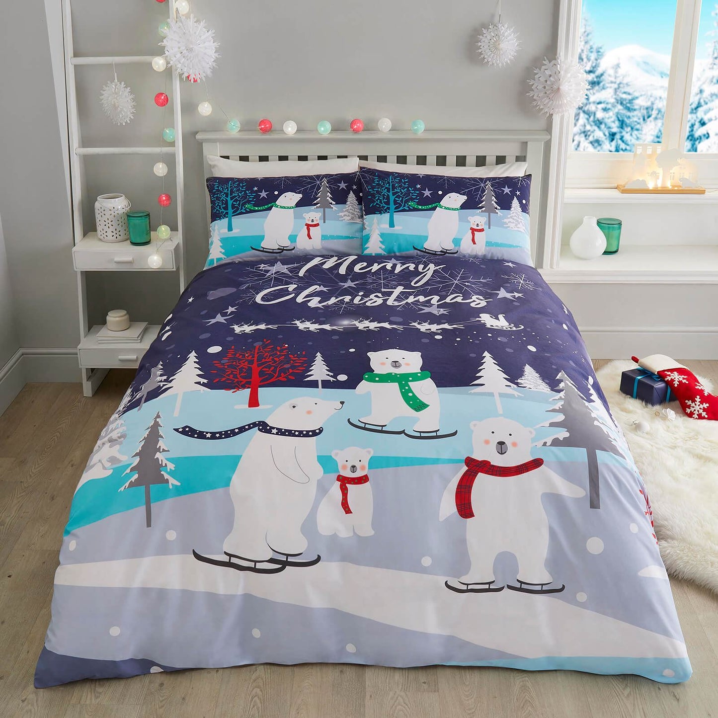 Christamas Bears Blue Duvet Set