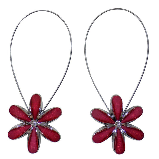 Magnetic Flower Wire Red Tiebacks Pair