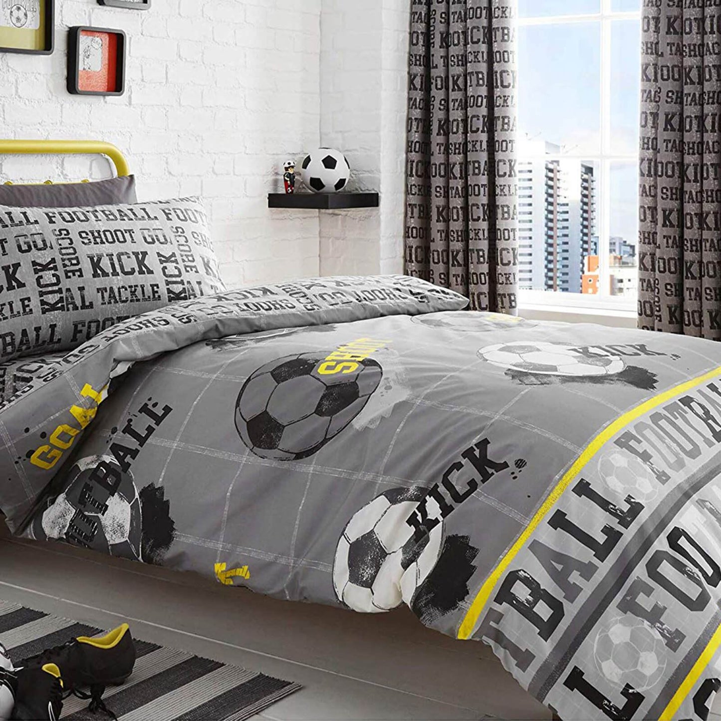 Football Sports Grey Duvet Set