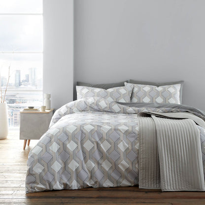 Atticus Geometric Grey Duvet Cover Set